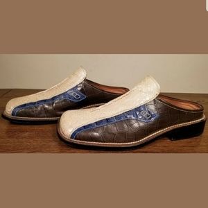 Creazioni P N Tri-color Croc Embossed Mules EU 42